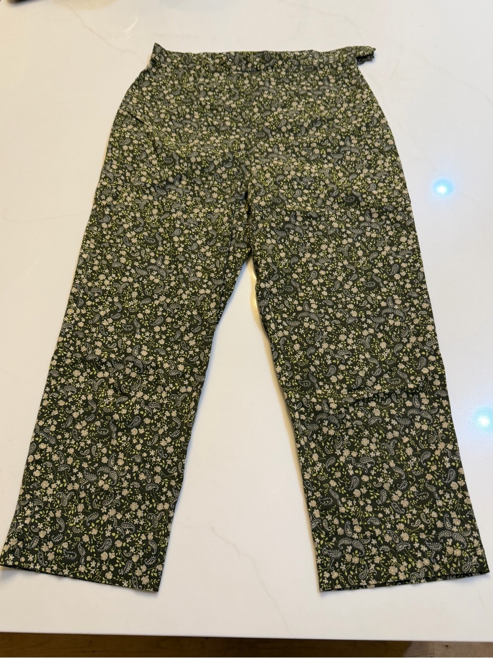 Green Floral Print Pants